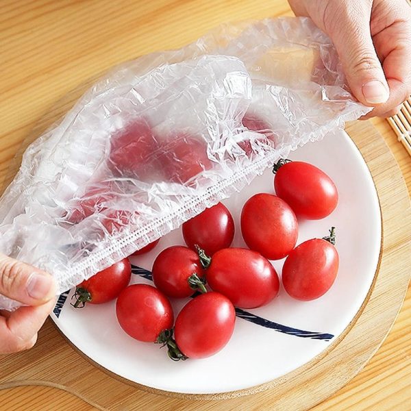 100 PCS Disposable Food Cover Plastic Bags – Transparent Fresh Food Storage & Wrap Bags (Pack Of 01)