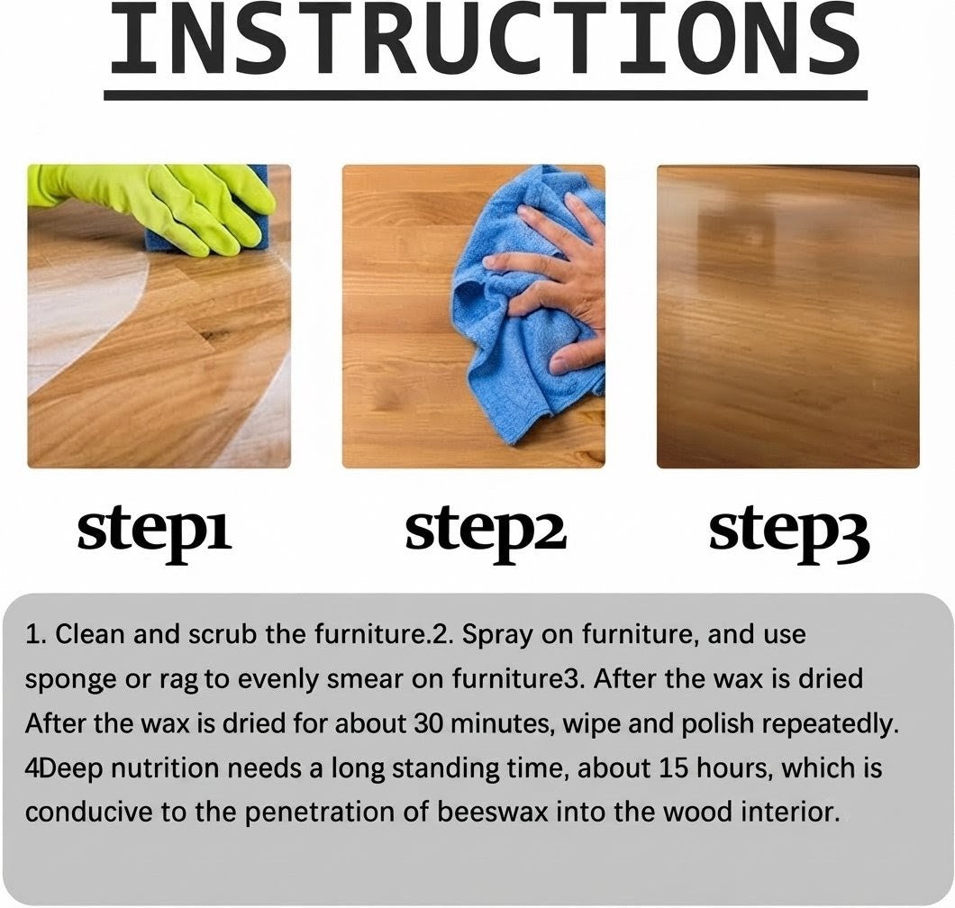 Complete Beeswax Wood Restoration Kit | Spray + Beeswax Wax + Sponge